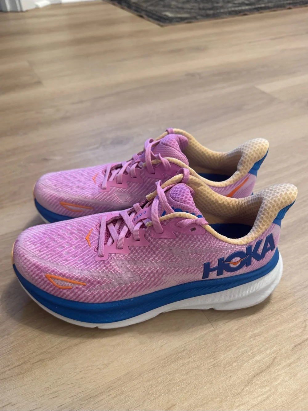 Hoka Pink and Blue Women's Athletic Running Shoes